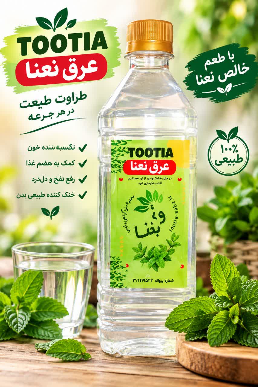 عرق نعنا طبیعی (بدون اسانس الکلی و شیمیایی)